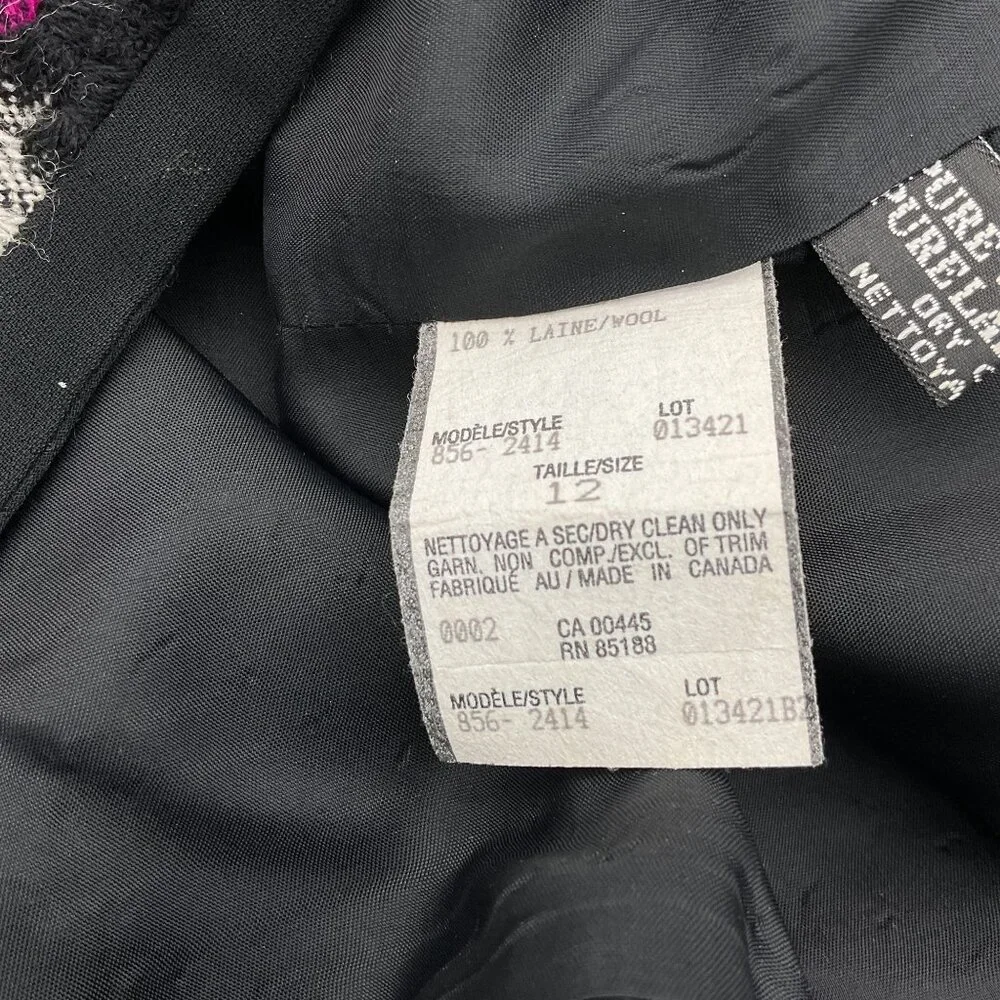 Louben Bracelet Sleeve Bold Houndstooth Tweed Lined VTG Jacket Pink Accents 12 - Picture 9 of 12